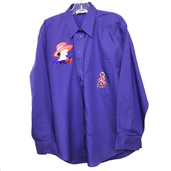 Las Olas Purple Red Hat Society LS Button Down Shirt - Picture 1 of 12